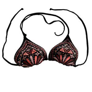 Xhilaration Swim Suit  Bikini Halter String Top Only Size Medium Black Pink u Sw